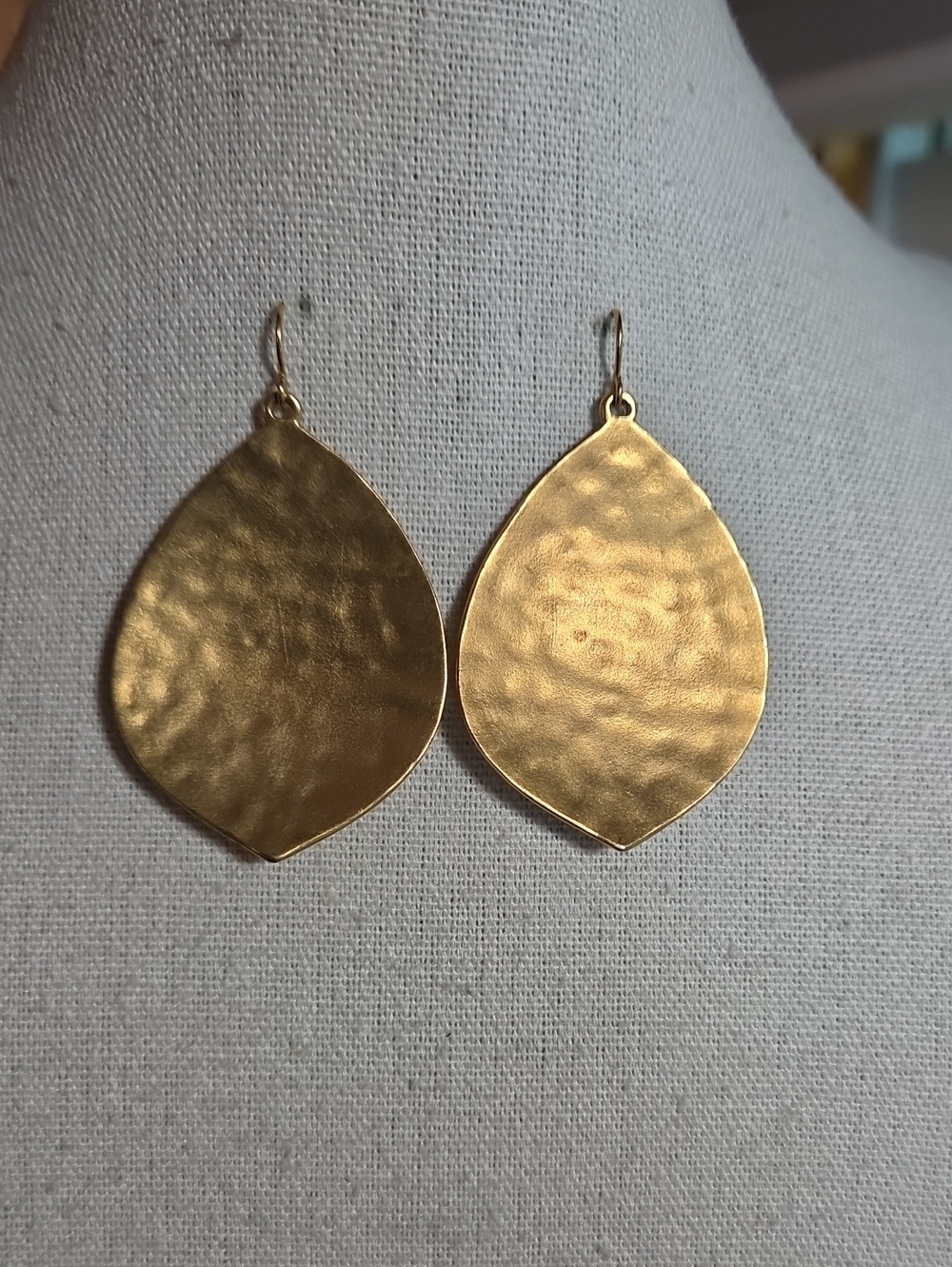 Ralph Lauren Hammered Matte Gold Leaf Earrings